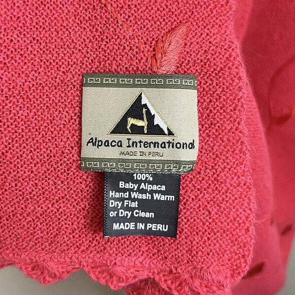 ALPACA SHAWL - PINK | Alpaca Global Store Alpaca International Baby Alpaca Embroidered Shawl Scarf Coral Pink